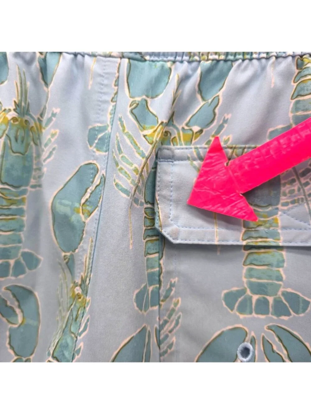 Vineyard Vines Boys Small Swim Trunks Lobster Print Blue Pockets Lined Beach